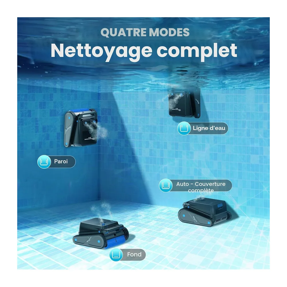 (2026 Nouveau) EVERCROSS BOT Robot Piscine sans Fil Fond et parois avec Ligne d’Eau, 120