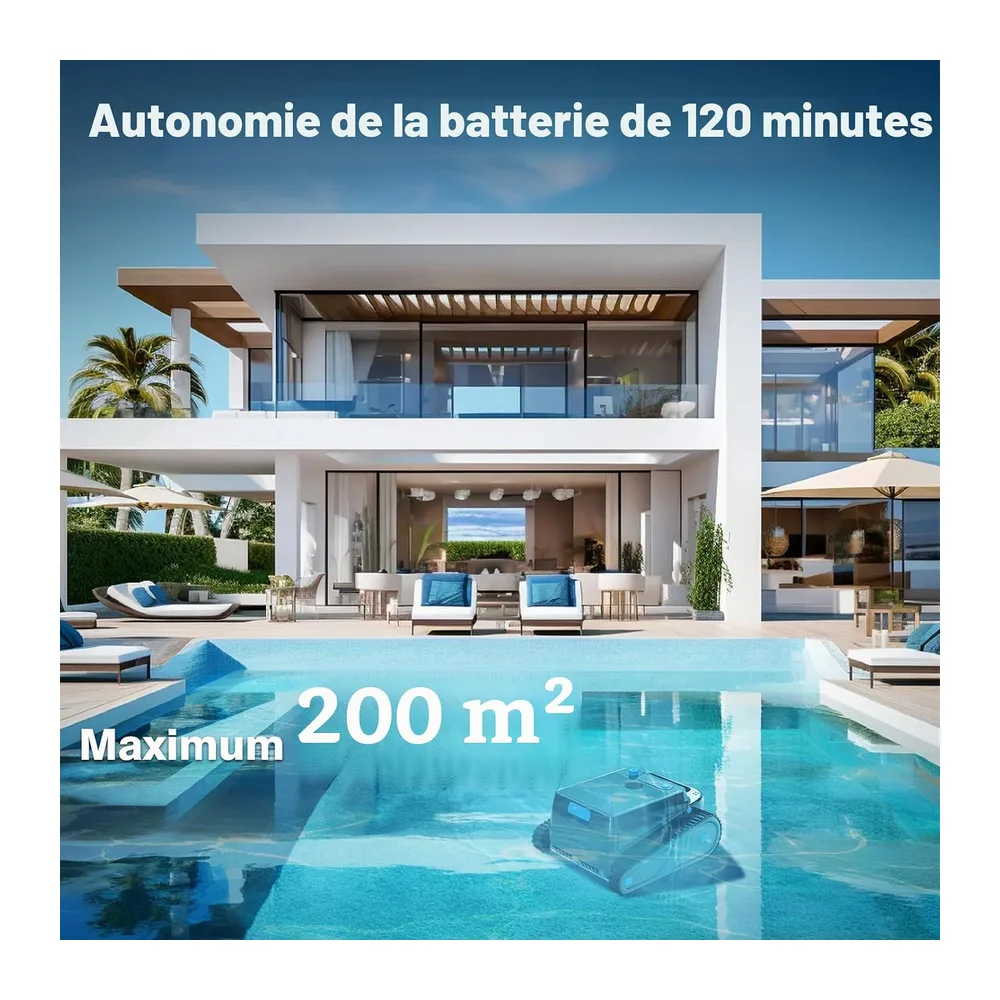 (2026 Nouveau) EVERCROSS BOT Robot Piscine sans Fil Fond et parois avec Ligne d’Eau, 120