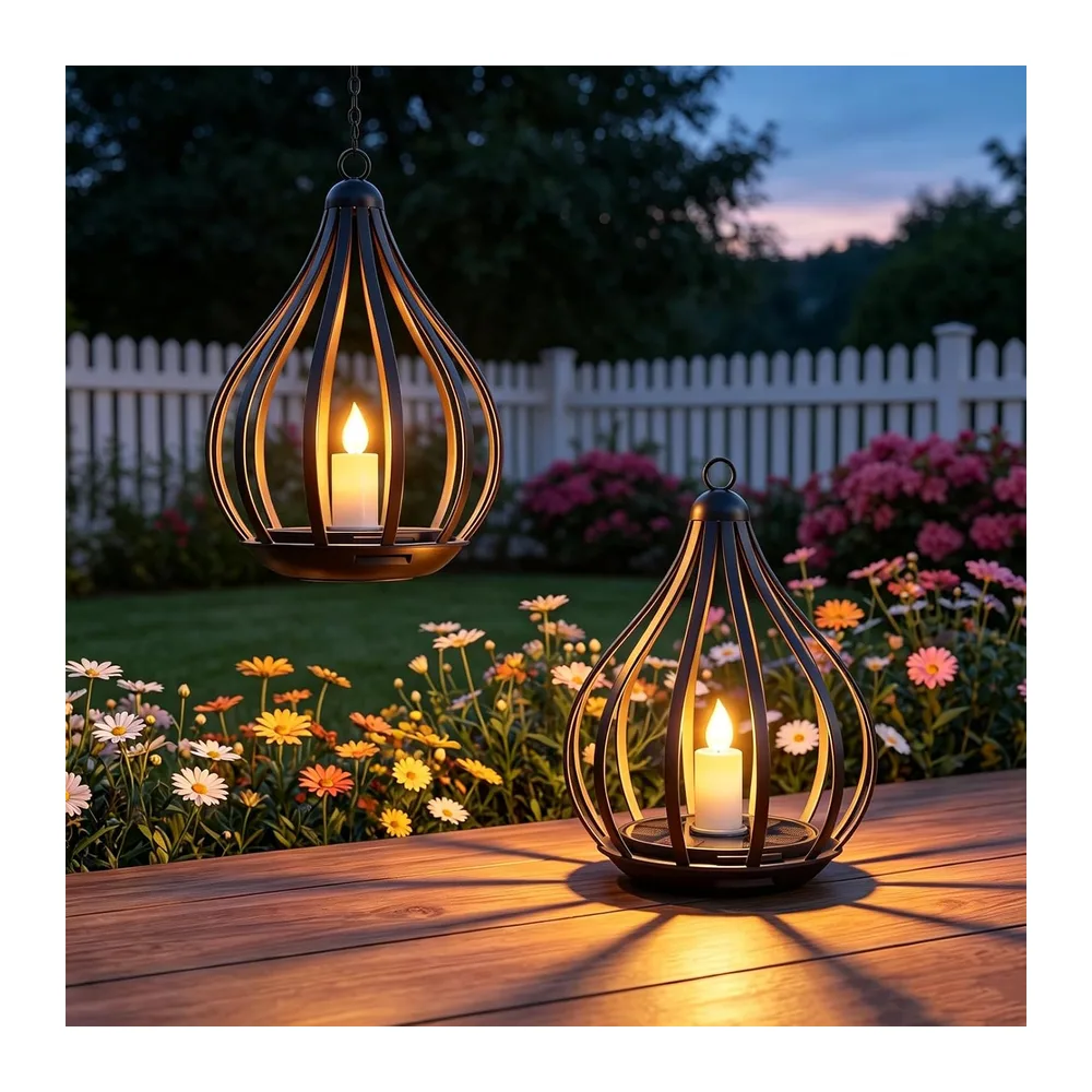 Lanterne Solaire Exterieur, 2 Lampe Solaire Suspendue à Bougie LED