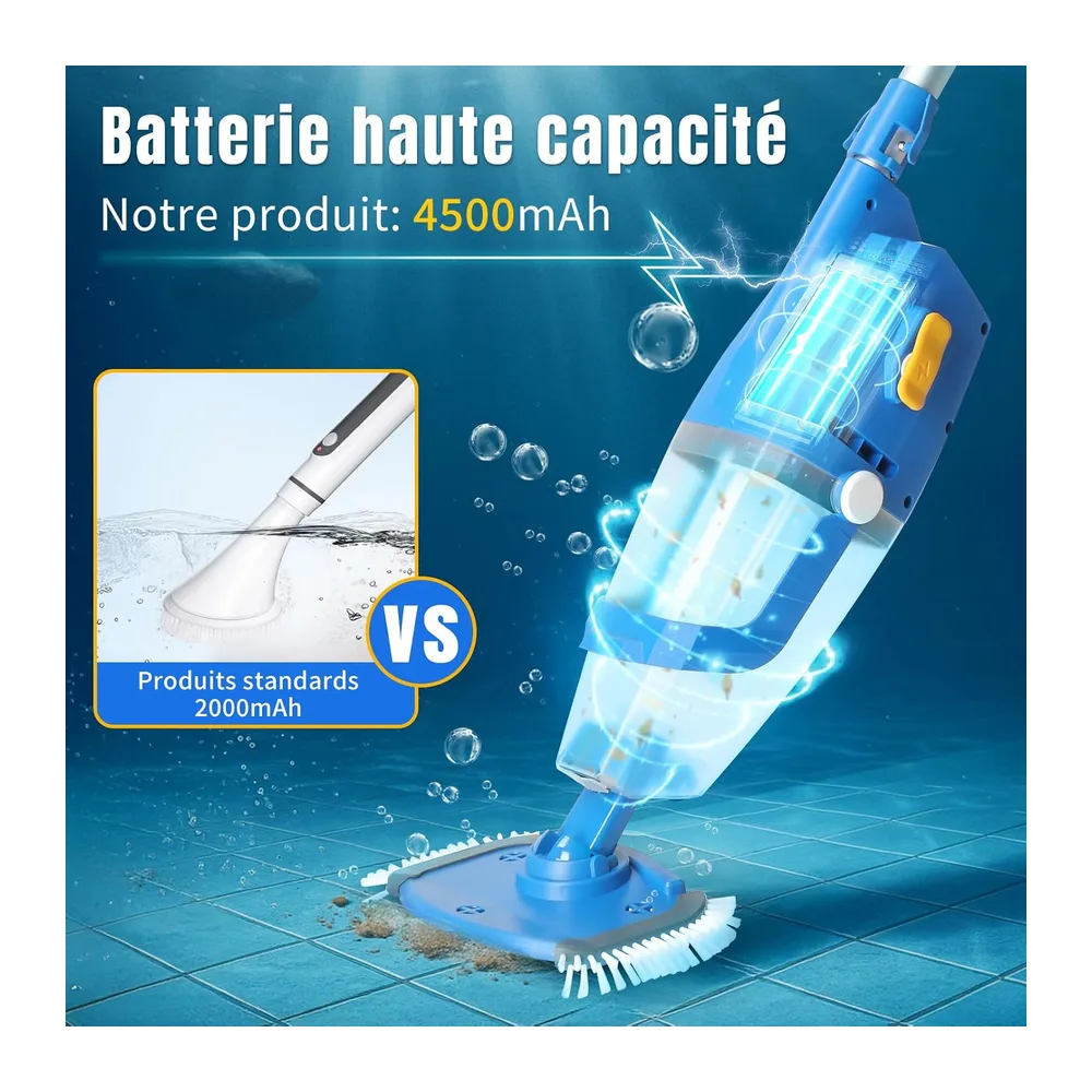 LEADZM Aspirateur Piscine sans Fil 4500mAh (Bleu)