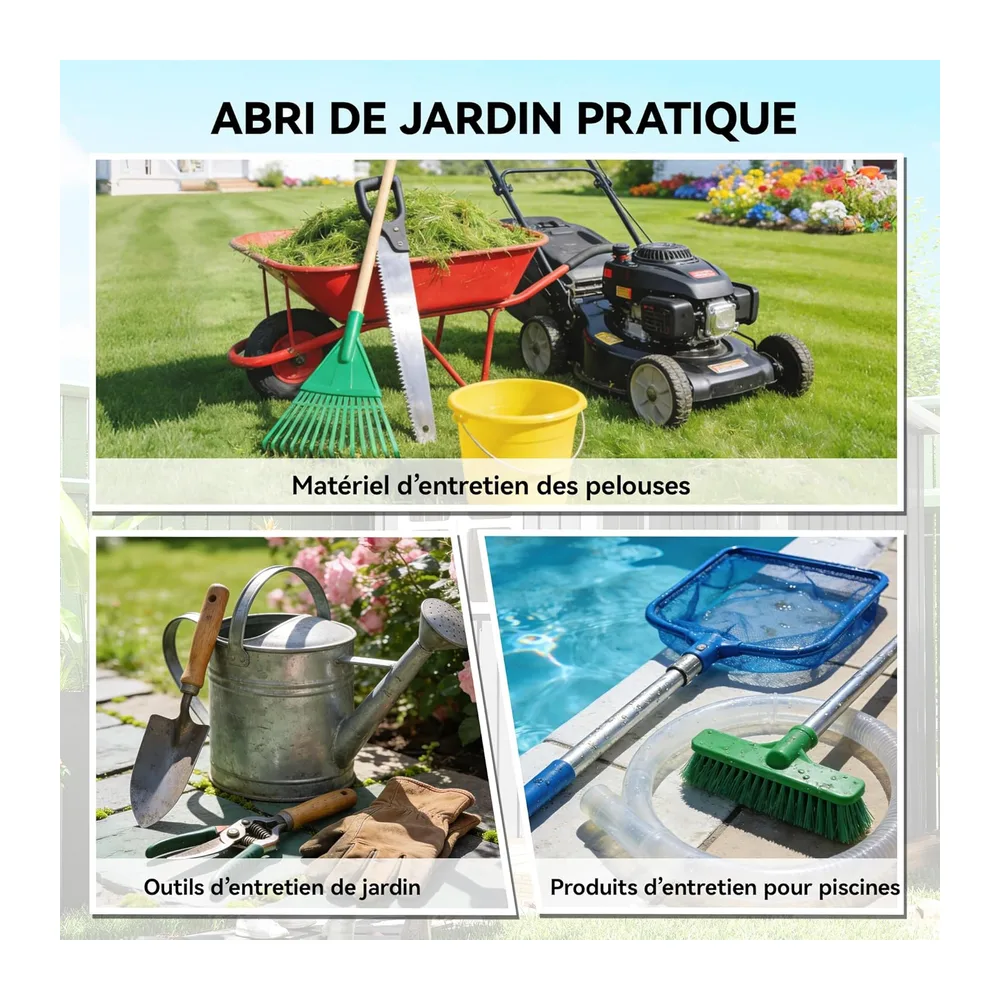 Outsunny Abri de Jardin en Métal 1,37m² 163x90x179cm Adossable Gris Clair