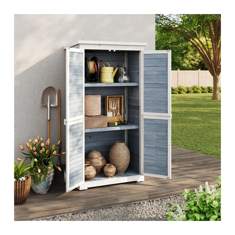 Armoire de Jardin en Bois pour Outils 160 x 87 x 47 cm Remise pour Utilisation Extérieure