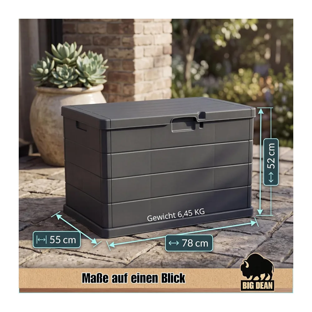 BigDean Coffre de jardin robuste - Étanche - 78 x 55 x 52 cm - Verrouillable - Fabriqué