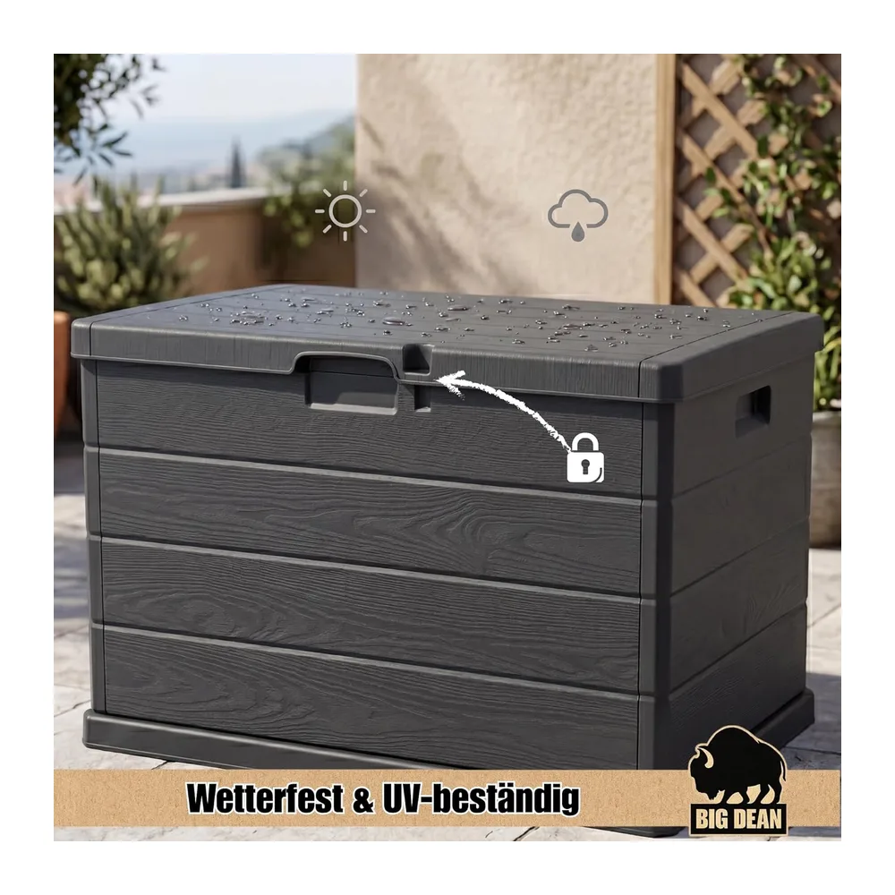BigDean Coffre de jardin robuste - Étanche - 78 x 55 x 52 cm - Verrouillable - Fabriqué
