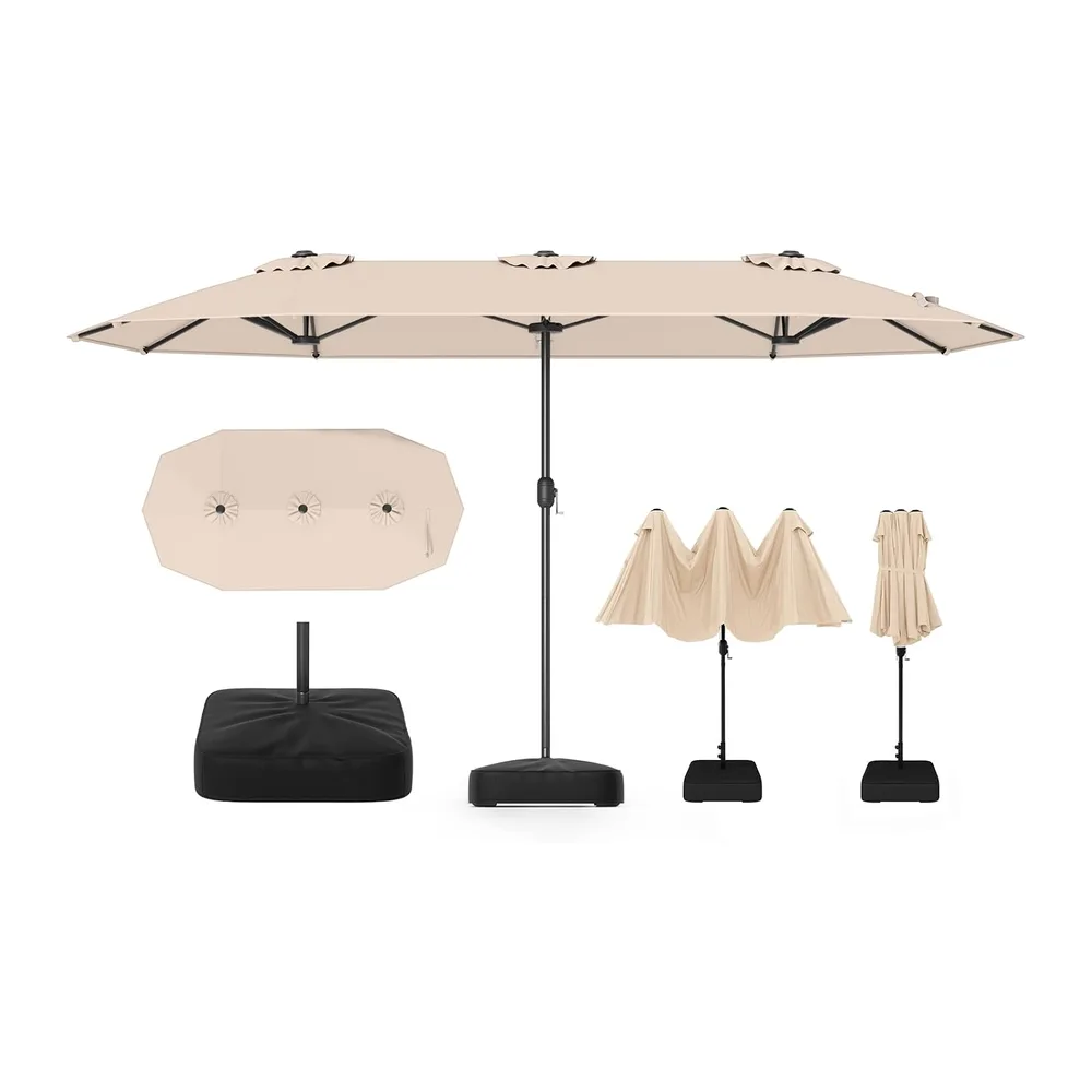 RELAX4LIFE Grand Parasol de Jardin Exterieur avec Pied, 4x2M Parasol Double pour