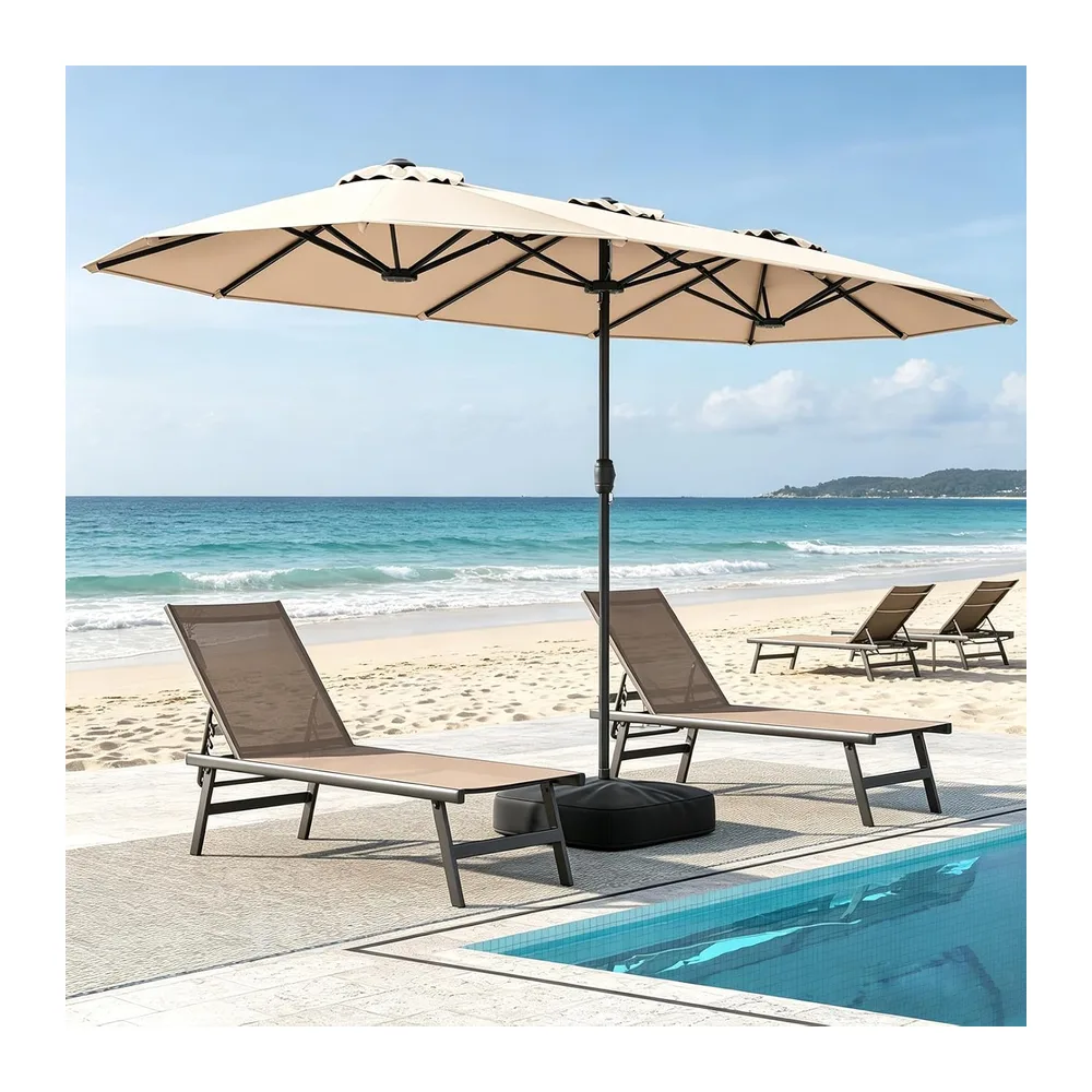 RELAX4LIFE Grand Parasol de Jardin Exterieur avec Pied, 4x2M Parasol Double pour
