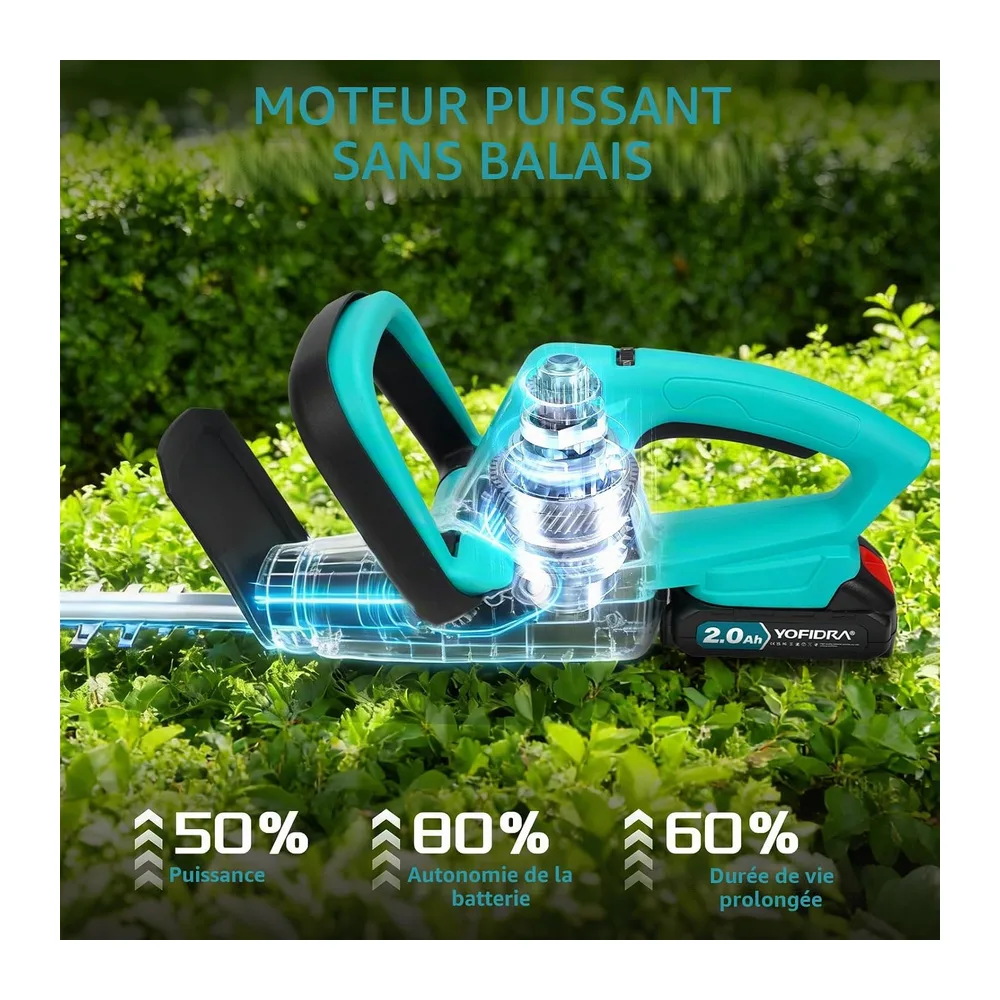 Yofidra Taille-haie électrique sans Fil, 3300 TR/Min, 5 Vitesses