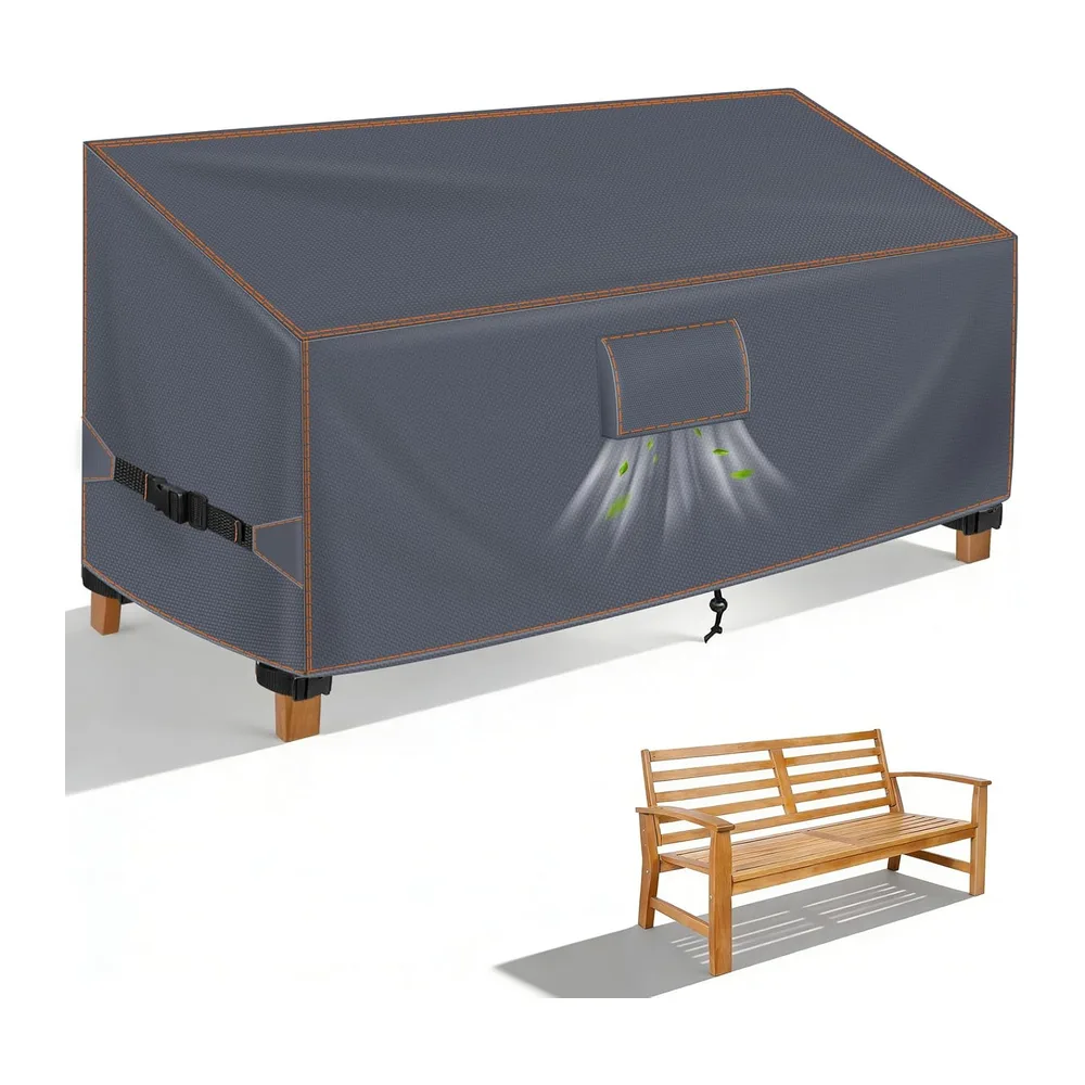 Housse Banc de Jardin 2 Places 133x70x63/86 cm, Imperméable, Gris