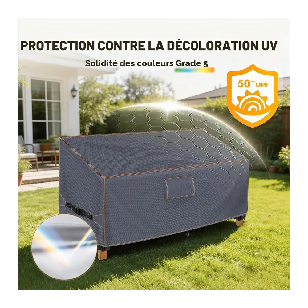 Housse Banc de Jardin 2 Places 133x70x63/86 cm, Imperméable, Gris