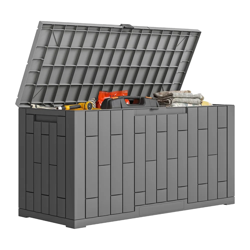 Outsunny Coffre de Rangement Extérieur 227 L 106,5x43x54,5cm Gris
