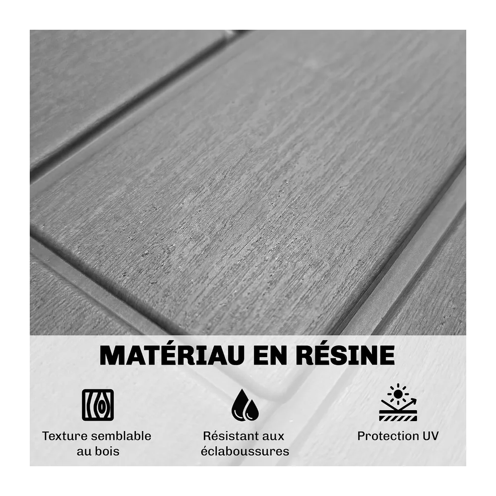 Outsunny Coffre de Rangement Extérieur 227 L 106,5x43x54,5cm Gris