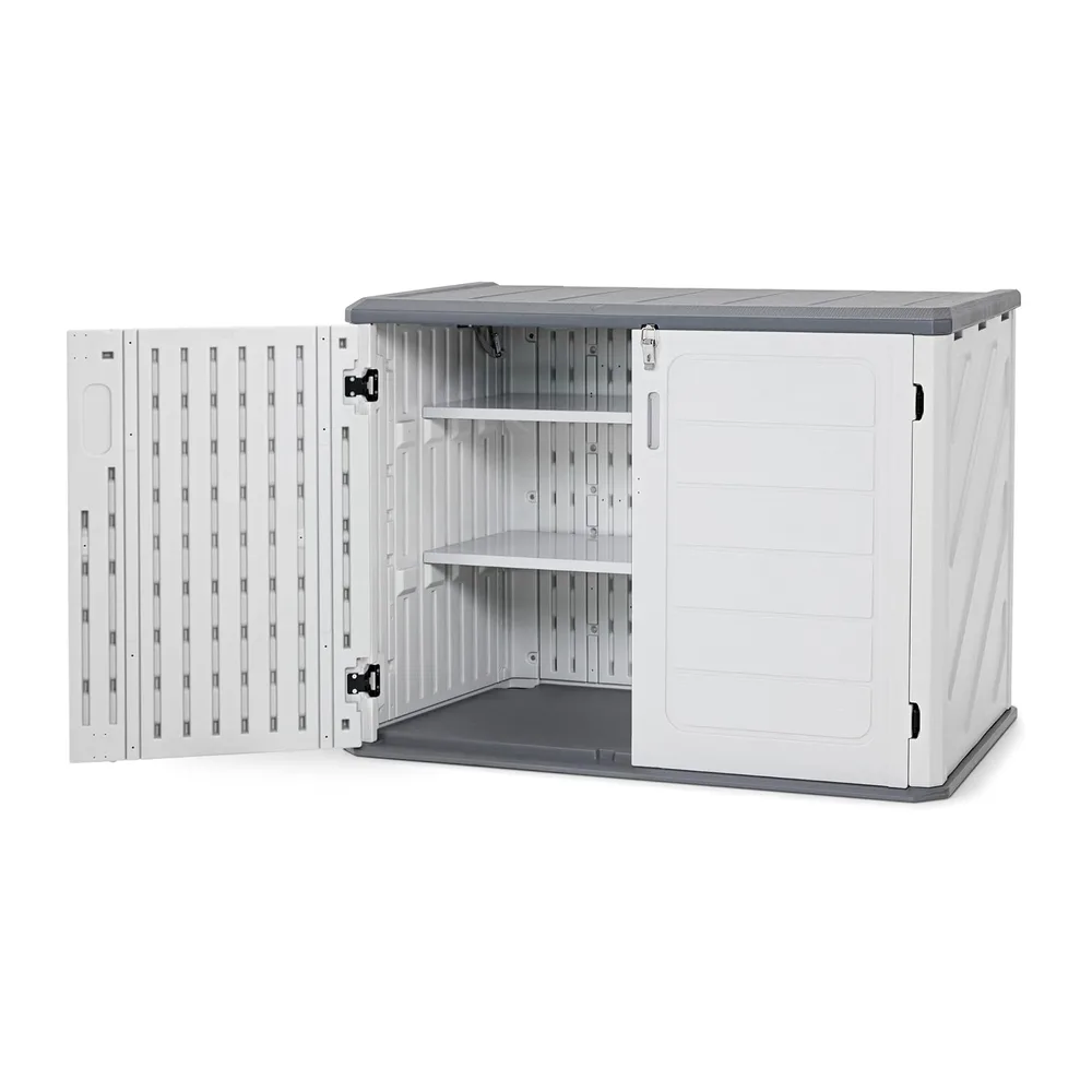 M MACROUT Coffre de Jardin Rangement Extérieur Étanche 700 L avec Étagères
