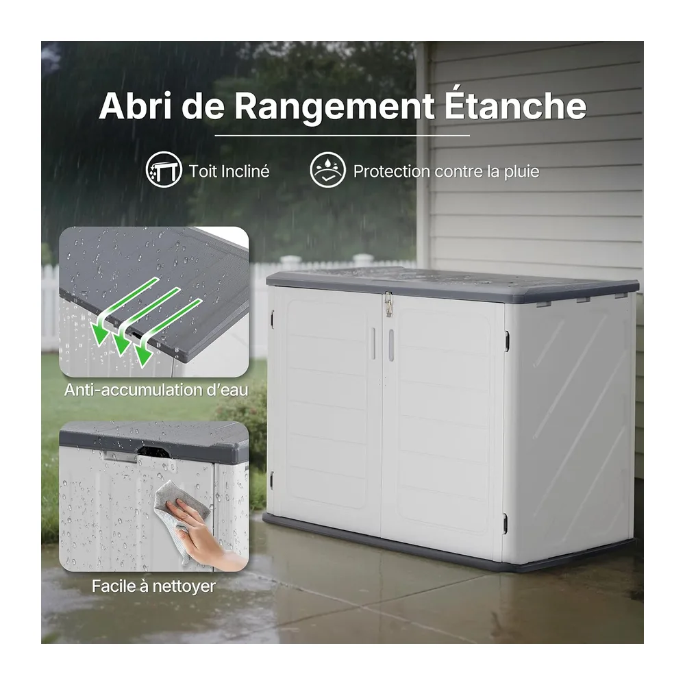 M MACROUT Coffre de Jardin Rangement Extérieur Étanche 700 L avec Étagères