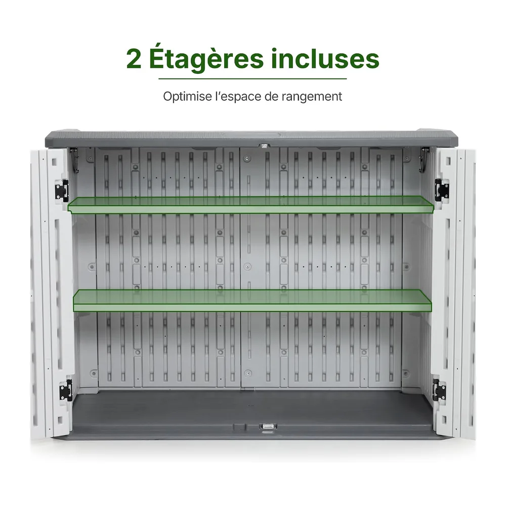 M MACROUT Coffre de Jardin Rangement Extérieur Étanche 700 L avec Étagères