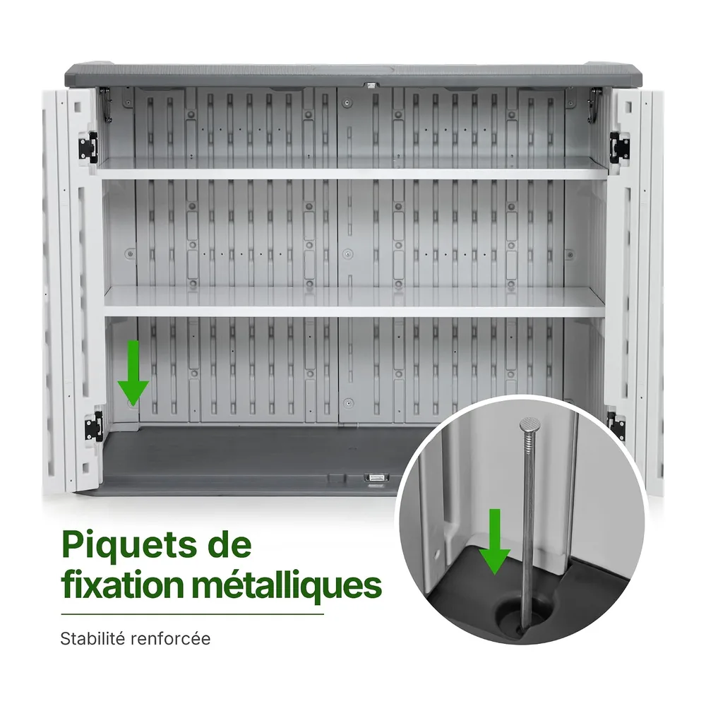 M MACROUT Coffre de Jardin Rangement Extérieur Étanche 700 L avec Étagères