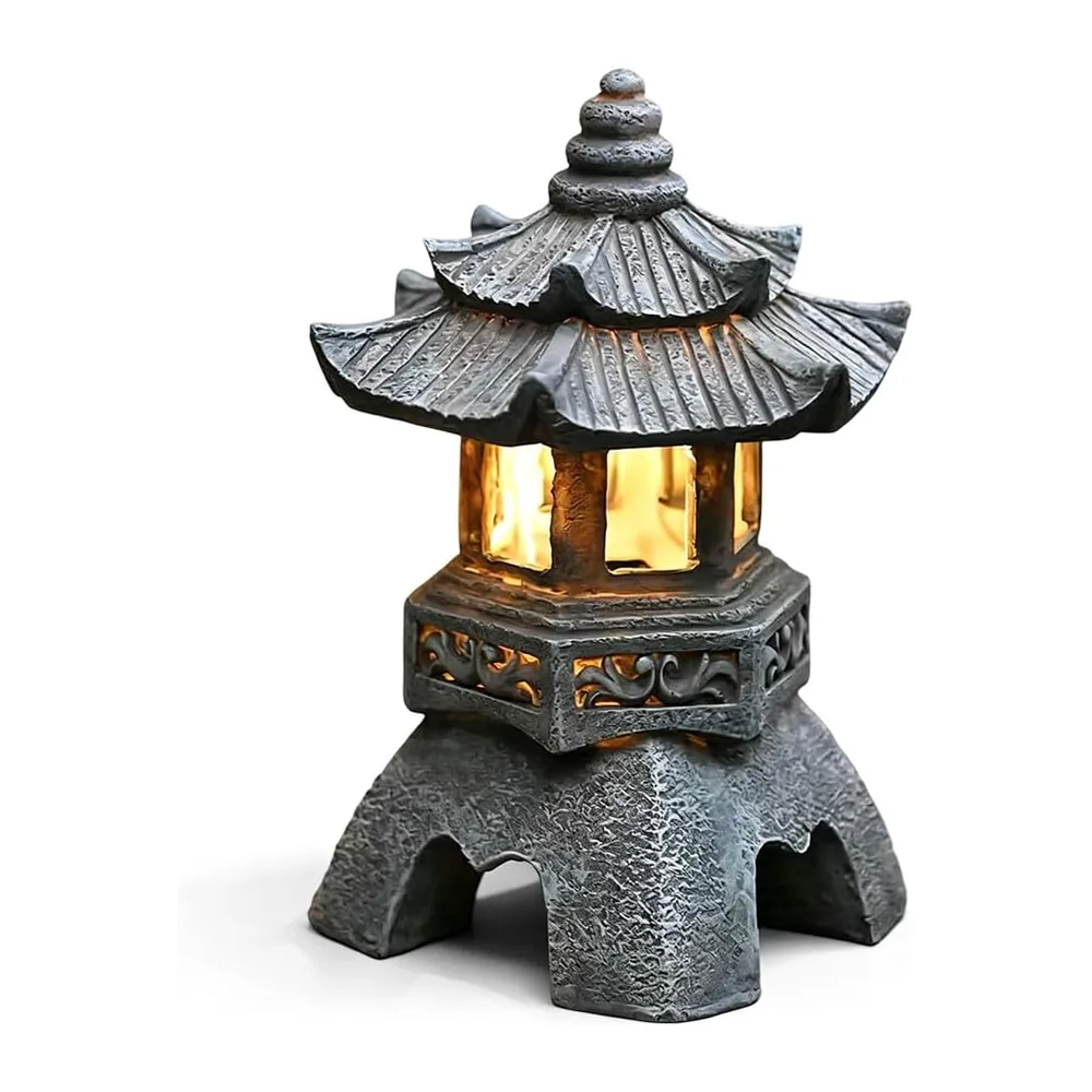 Fouvin Japanese Pagoda Decoration Solar Lamp Garden Lantern 26 x 17 cm