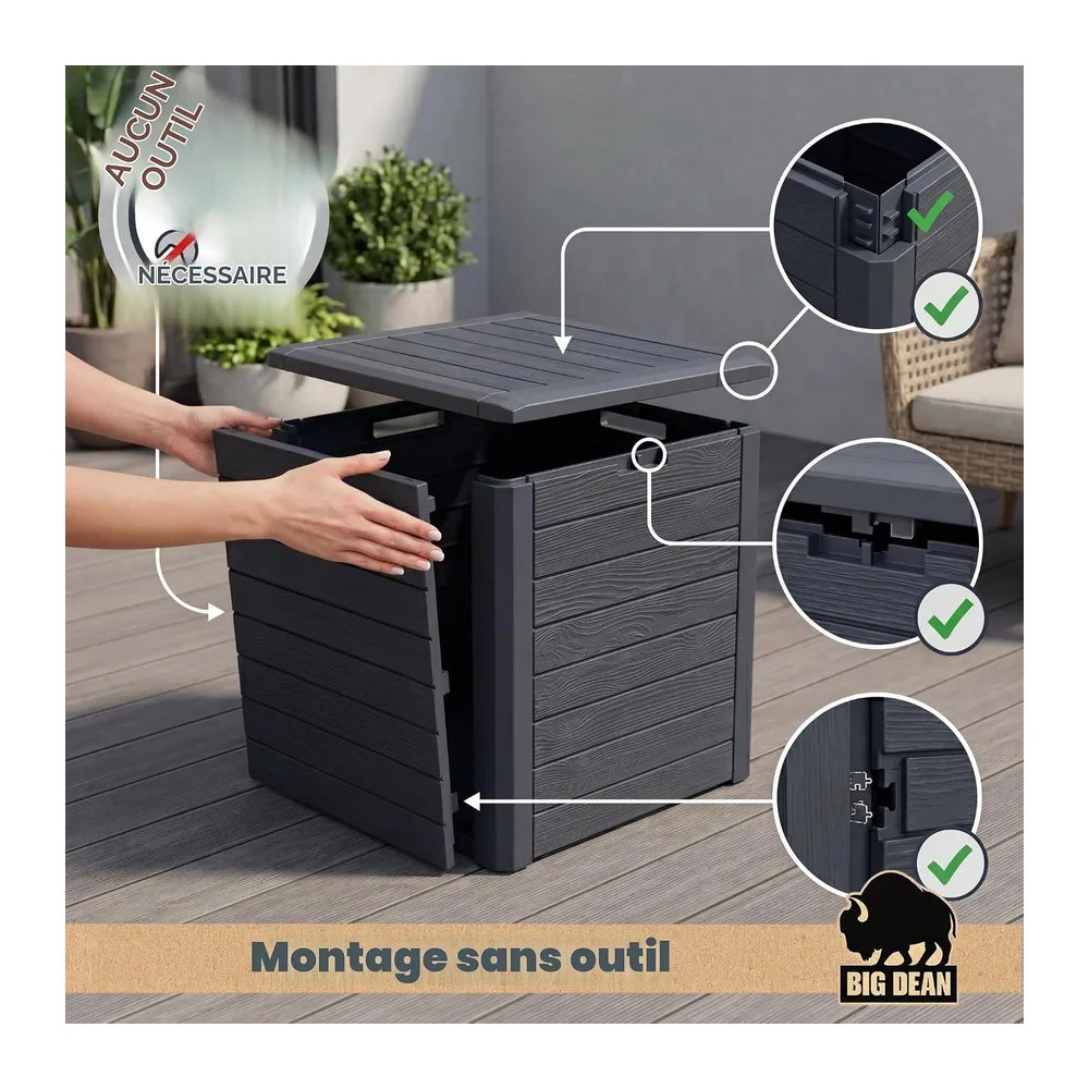 BigDean Petite boîte de jardin compacte 140 l, idéale pour balcon et petites surfaces