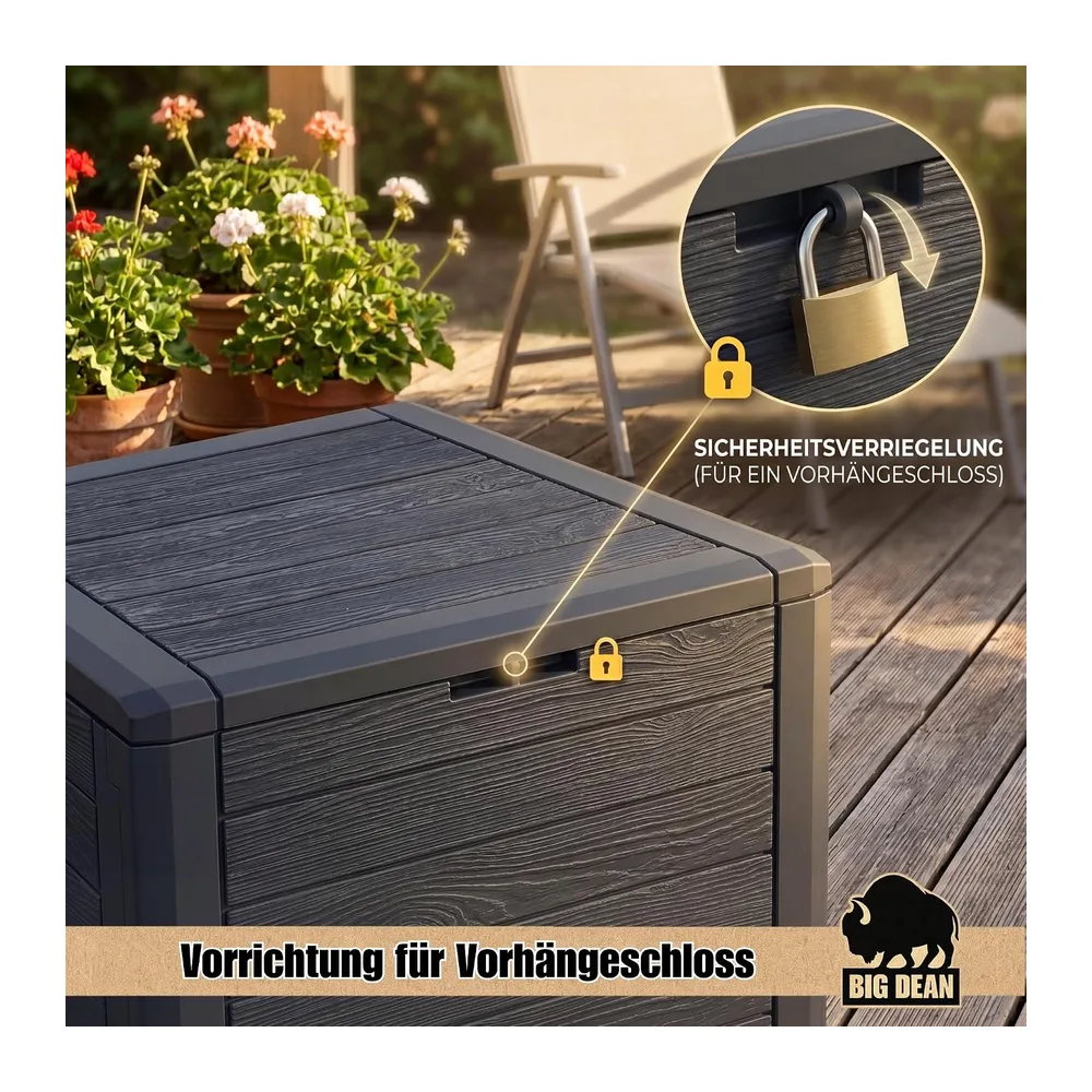 BigDean Petite boîte de jardin compacte 140 l, idéale pour balcon et petites surfaces