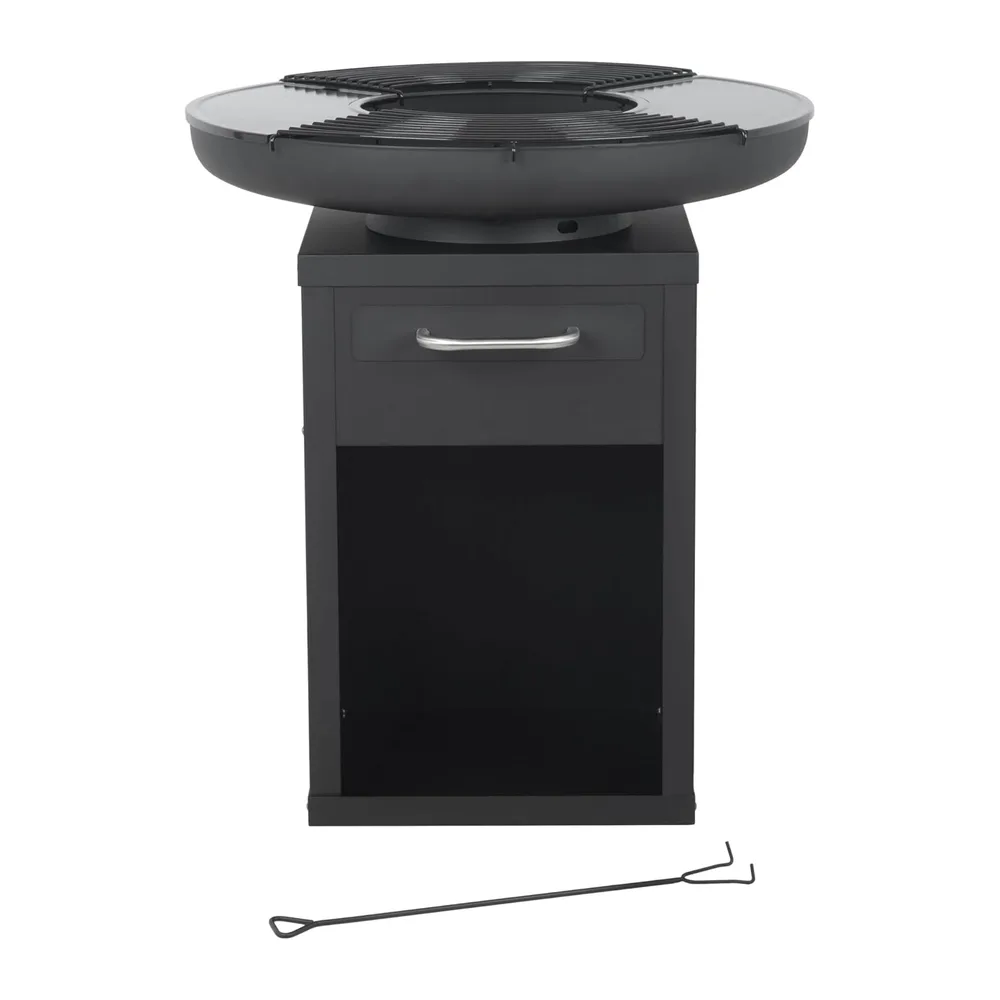 Bali Outdoors Grand Brasero Plancha Ø80 x 92 cm en Fer, Ensemble de Cuisson Extérieur