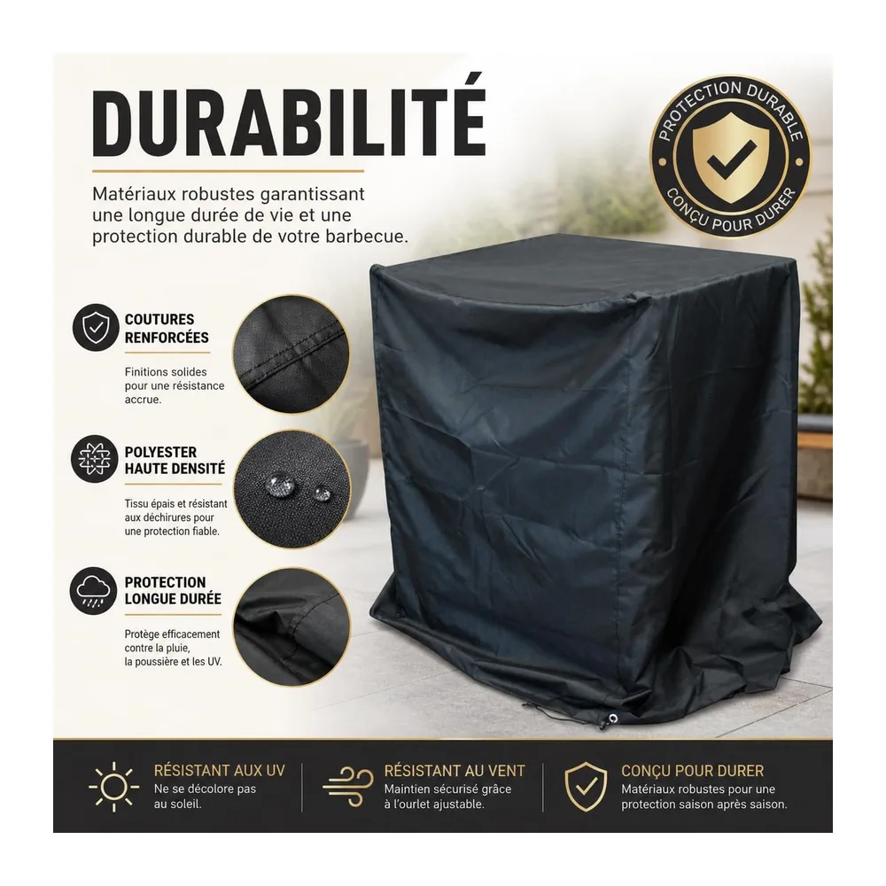 Housse de Barbecue Oxford Noire, Protection Extérieure(110 x 75 x 115cm)