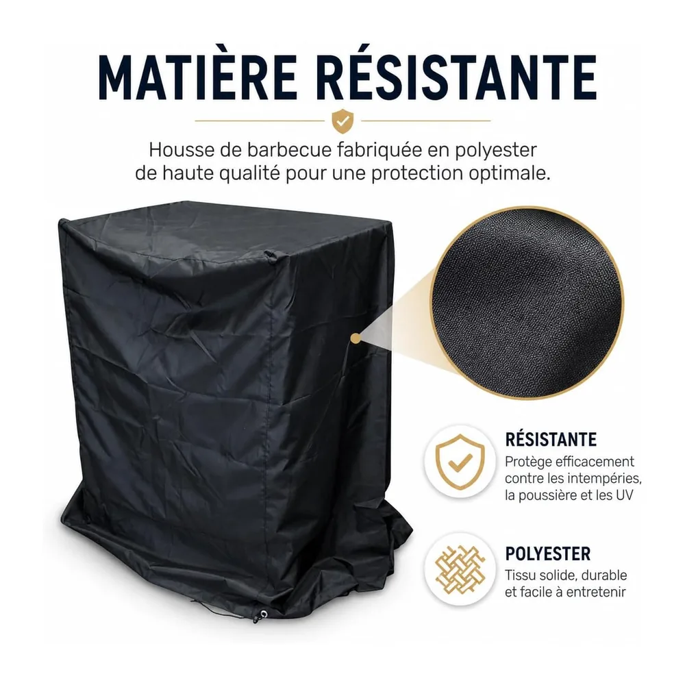 Housse de Barbecue Oxford Noire, Protection Extérieure(110 x 75 x 115cm)