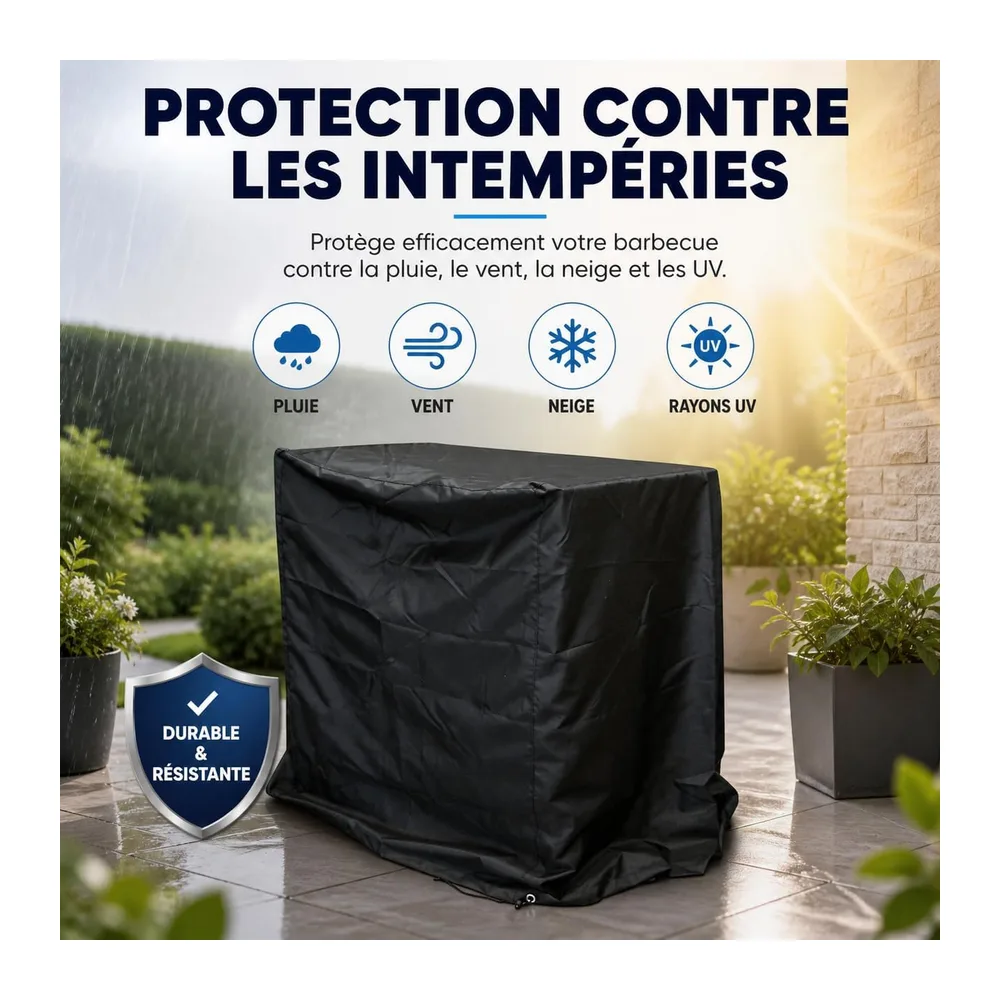 Housse de Barbecue Oxford Noire, Protection Extérieure(110 x 75 x 115cm)