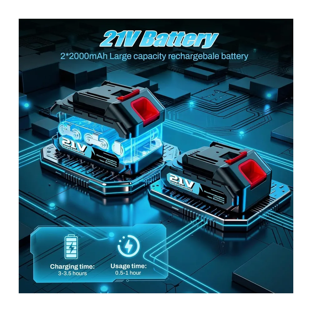 Débroussailleuse Électrique sans Fil 4-en-1 Coupe Bordure avec 2 Batteries 4.0 Ah, Tête
