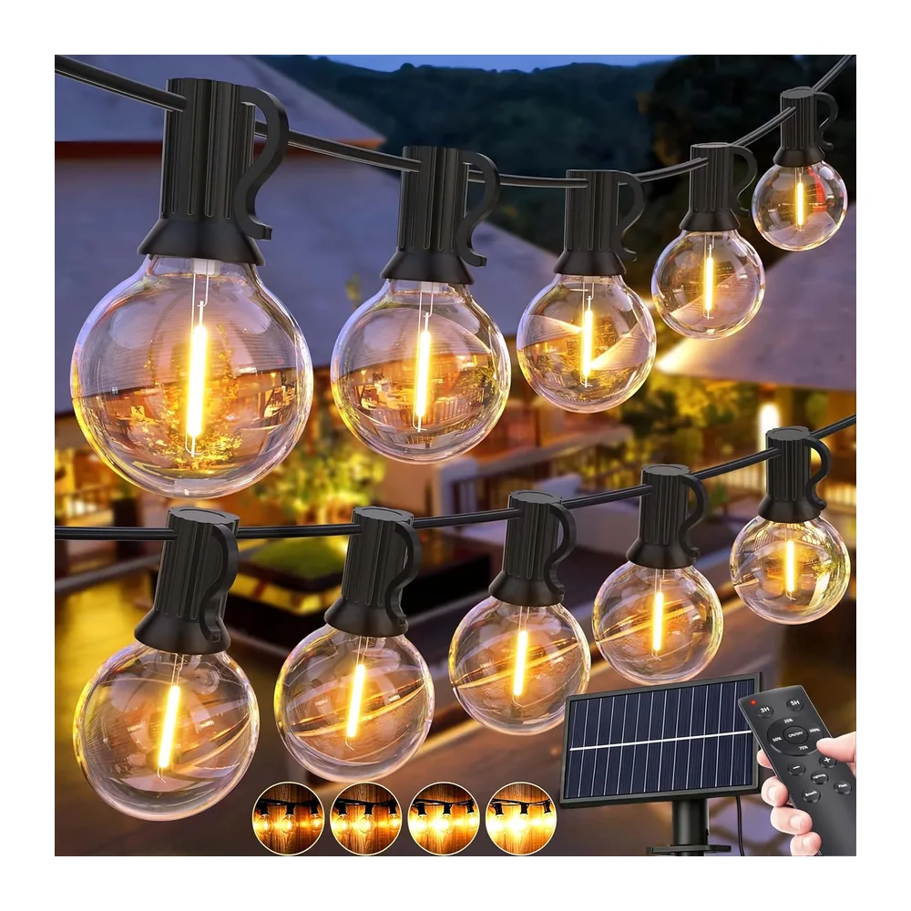 GPATIO Guirlande Lumineuse Exterieure Solaire 30M avec 42 G40 LED Ampoules.