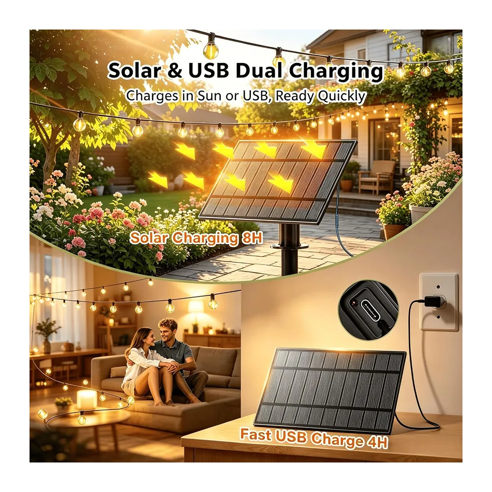 GPATIO Guirlande Lumineuse Exterieure Solaire 30M avec 42 G40 LED Ampoules.
