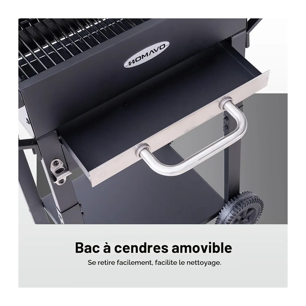 Barbecue charbon avec couvercle et housse, Grill 2 en 1 compact balcon jardin