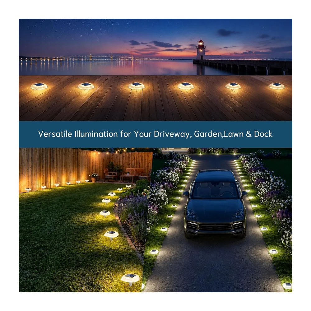 Lampe Solaire Exterieur, Lumiere Solaire Exterieur avec 2 Couleurs