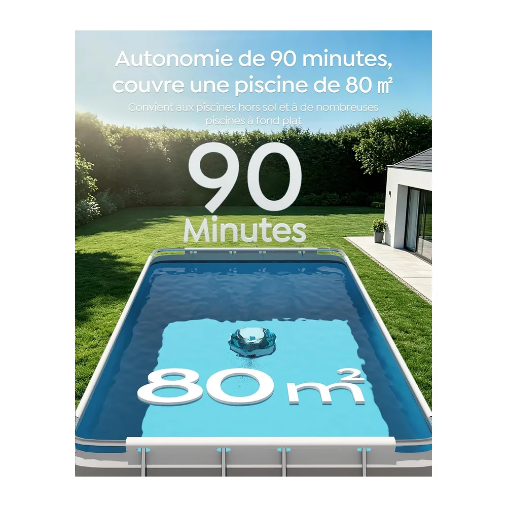 S2 Robot Piscine,Double Filtration,Aspirateur Piscine sans Fil,Bleu