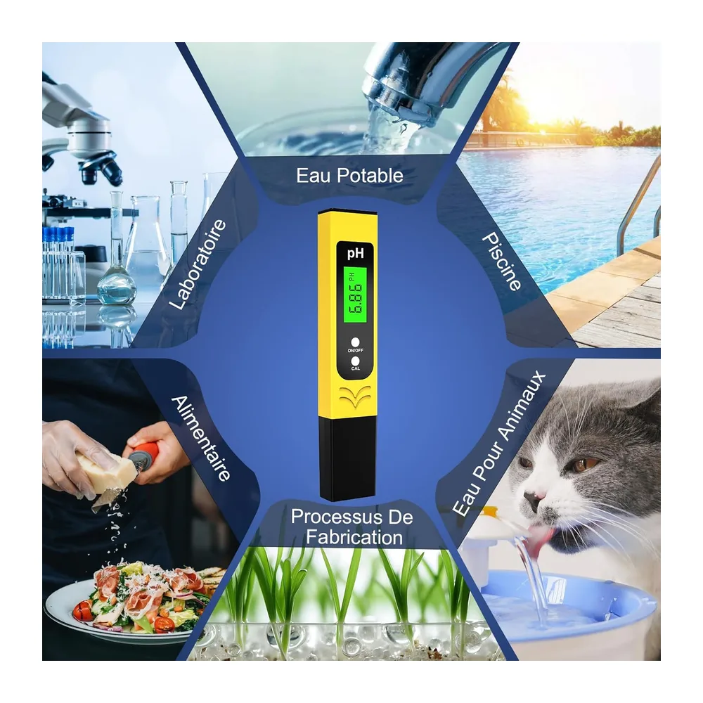 pH Metre Haute Précision (± 0.01), Testeur pH Piscine avec Écran LED Rétroéclairé Bleu et
