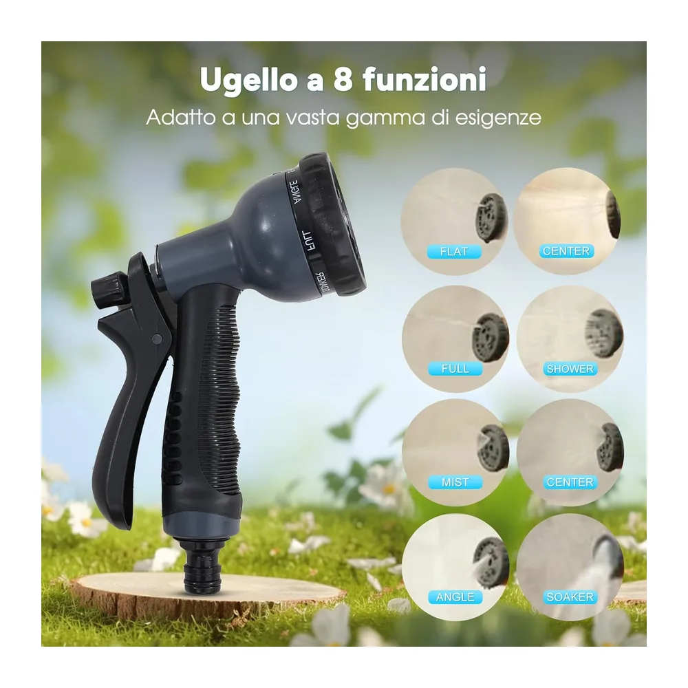 OUTIGO Enrouleur Tuyau Arrosage Mural 25m, Rembobinage Auto avec Verrou et Support