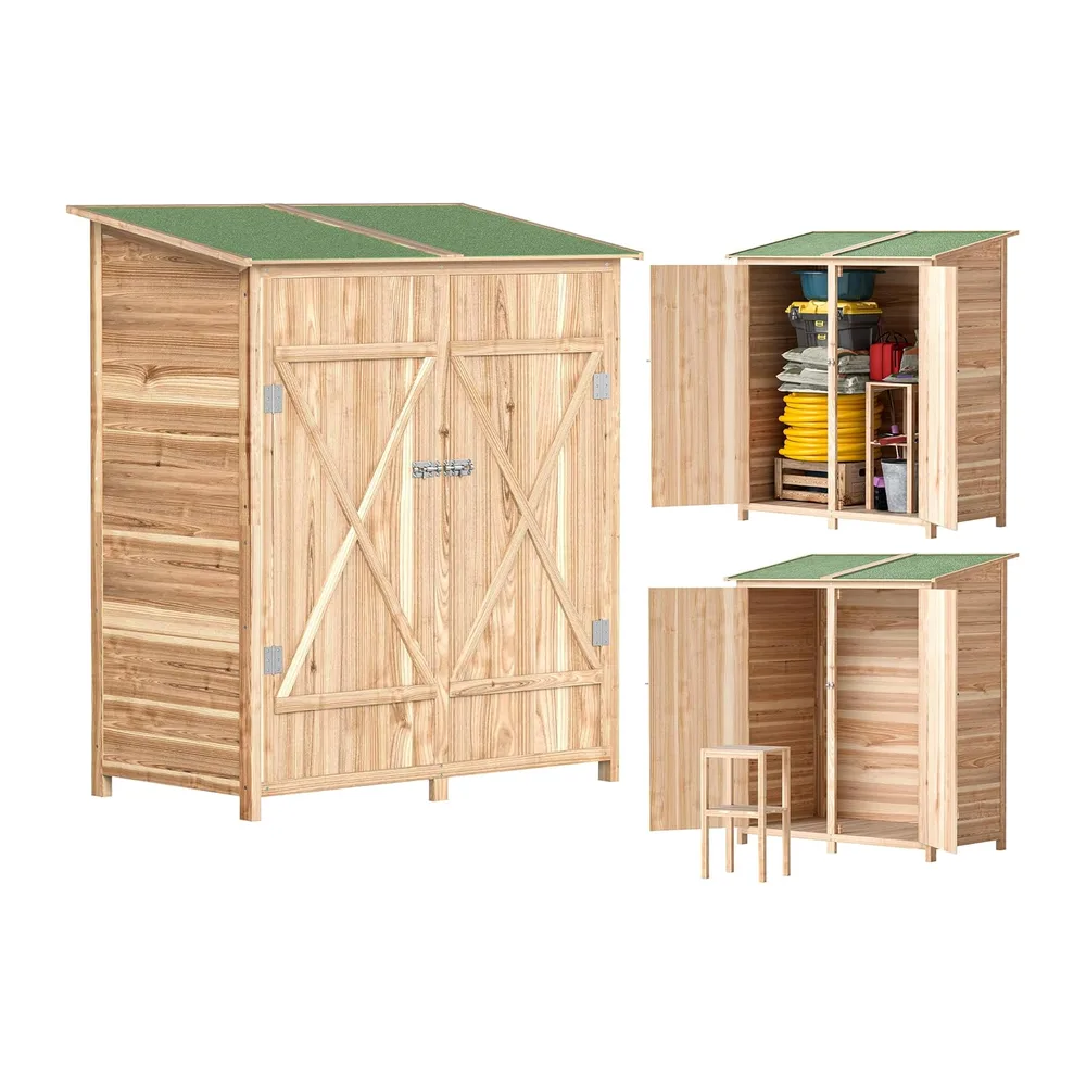 Outsunny Armoire de Jardin 2 Portes Verrouillables 140L x 75l x 157H cm