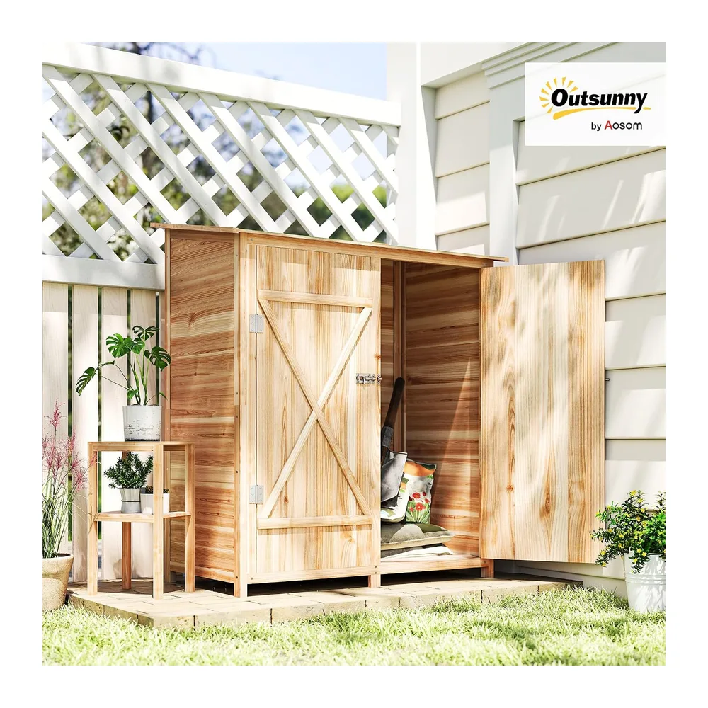 Outsunny Armoire de Jardin 2 Portes Verrouillables 140L x 75l x 157H cm