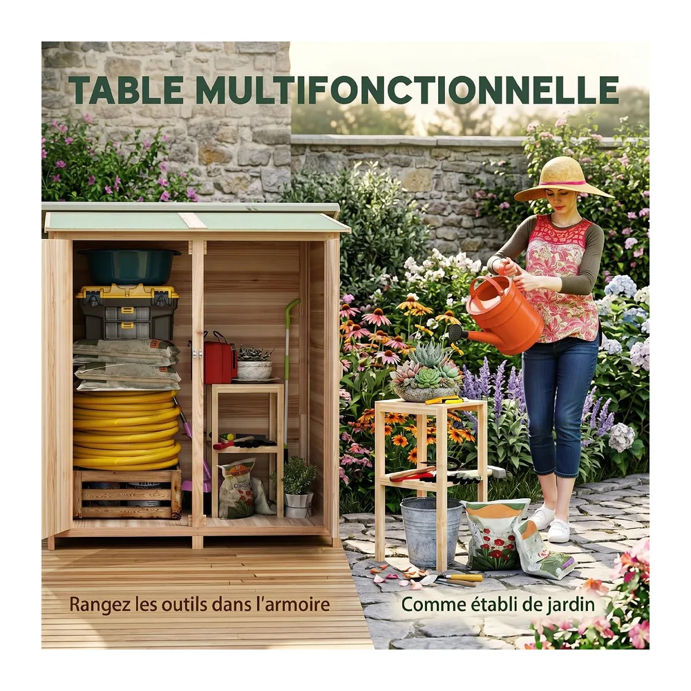 Outsunny Armoire de Jardin 2 Portes Verrouillables 140L x 75l x 157H cm