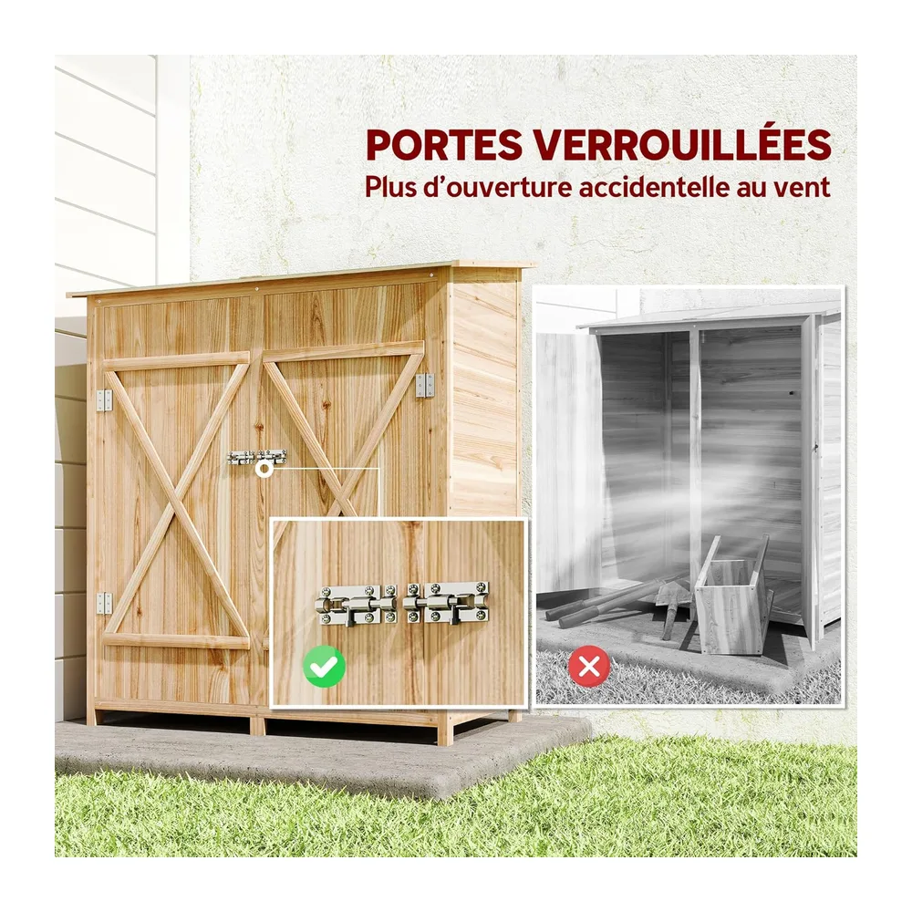 Outsunny Armoire de Jardin 2 Portes Verrouillables 140L x 75l x 157H cm