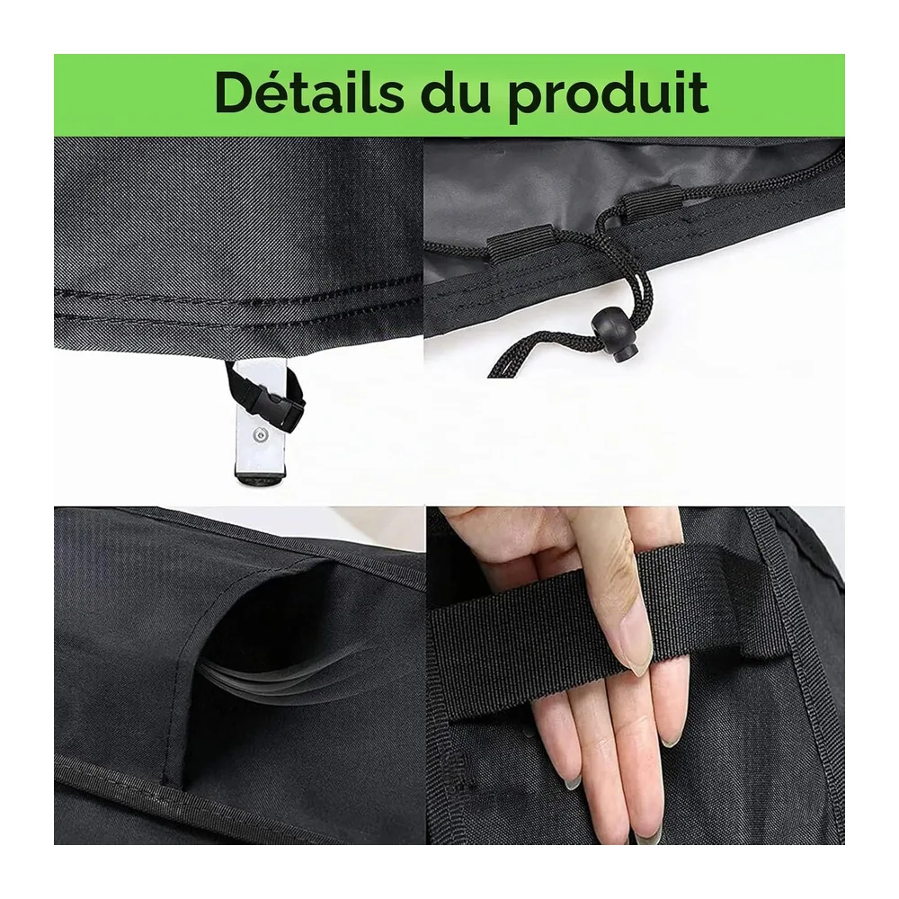 Housse de brasero carrée, imperméable et coupe-vent 420D robuste avec cordon de serrage