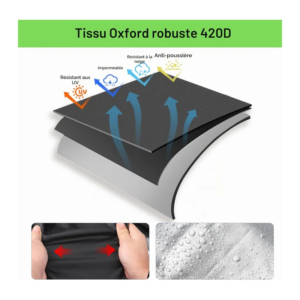 Housse de brasero carrée, imperméable et coupe-vent 420D robuste avec cordon de serrage