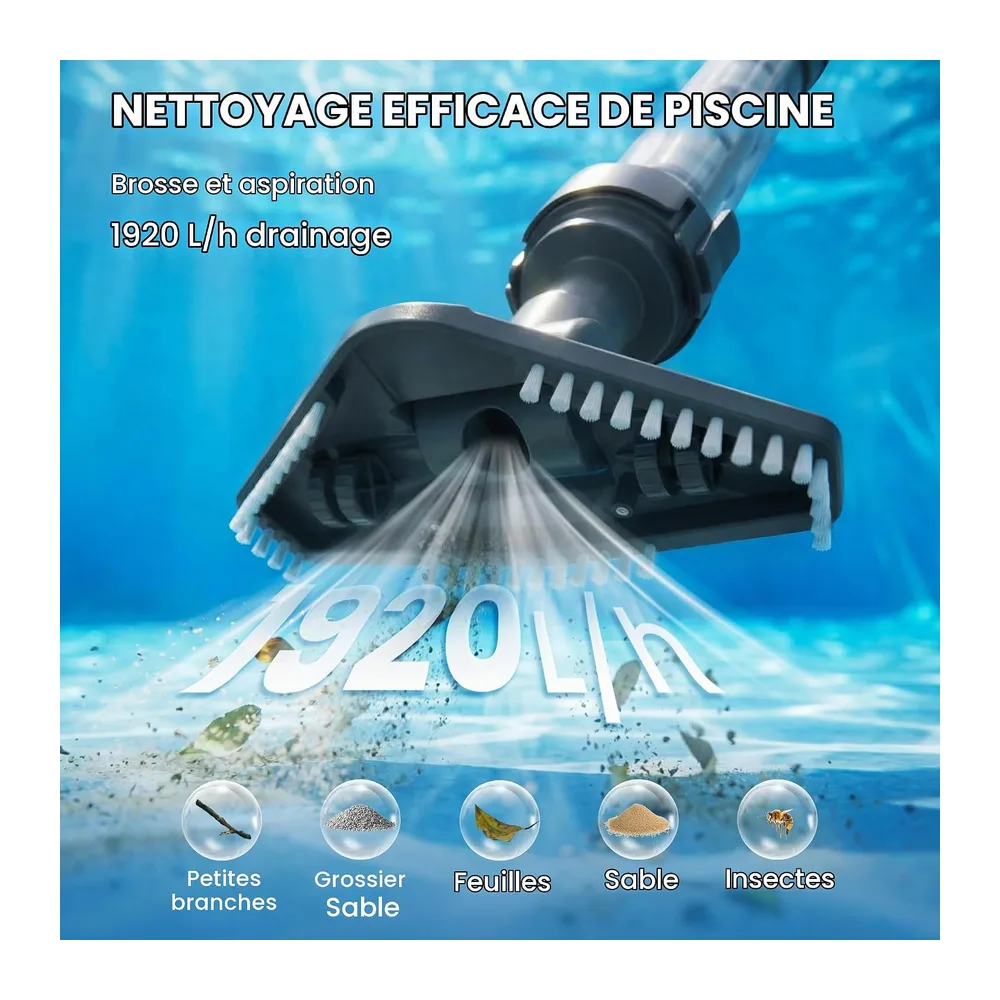 Aspirateur de Piscine sans Fil, aspirateur de Fond Rechargeable avec jusqu'à 60 Min