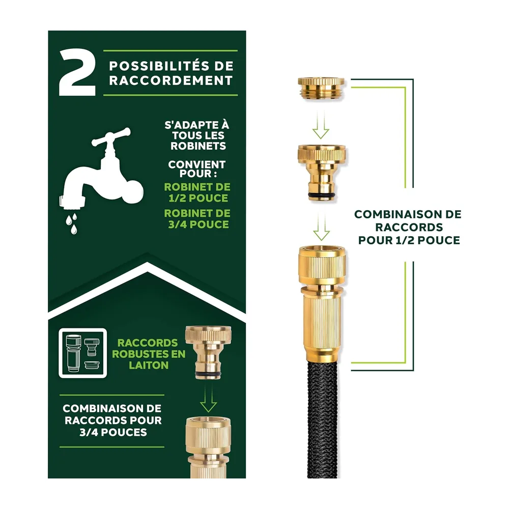 TRESKO® Tuyau d'arrosage Flexible et Extensible pour Jardin