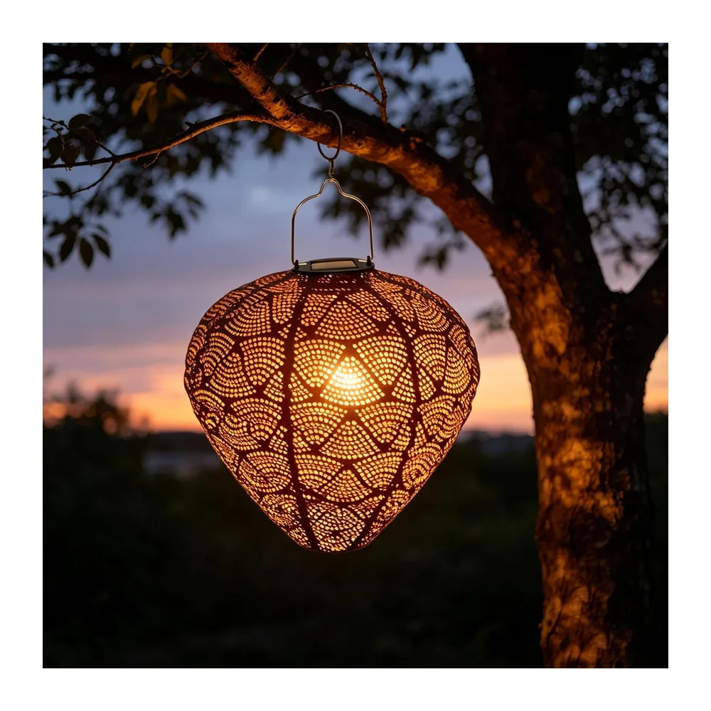 Lanterne solaire Tyvek - Lanterne marocaine violette - 30 cm - Lampions solaires