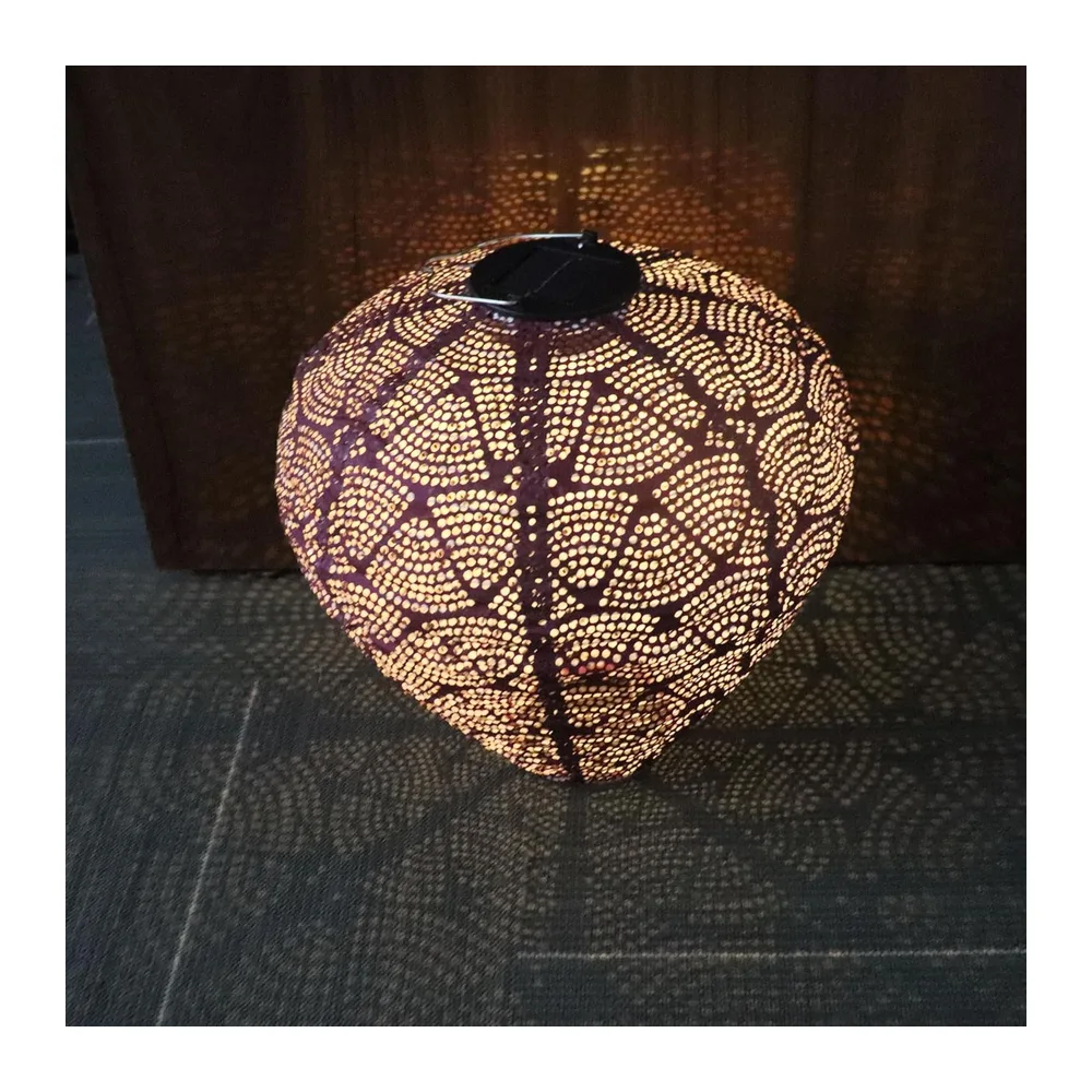 Lanterne solaire Tyvek - Lanterne marocaine violette - 30 cm - Lampions solaires