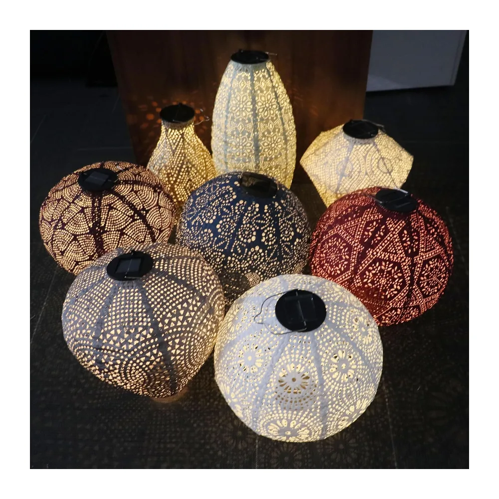 Lanterne solaire Tyvek - Lanterne marocaine violette - 30 cm - Lampions solaires
