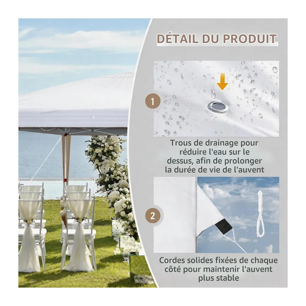 LEADZM Tonnelle pliante One-Touch, cadre en métal, imperméable, protection UV 50+
