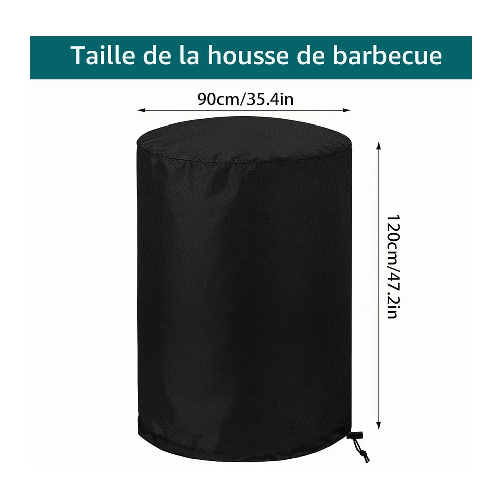 Housse Barbecue Extérieure Ø90×120 cm, 420D Oxford Imperméable pour Housse Barbecue Rond