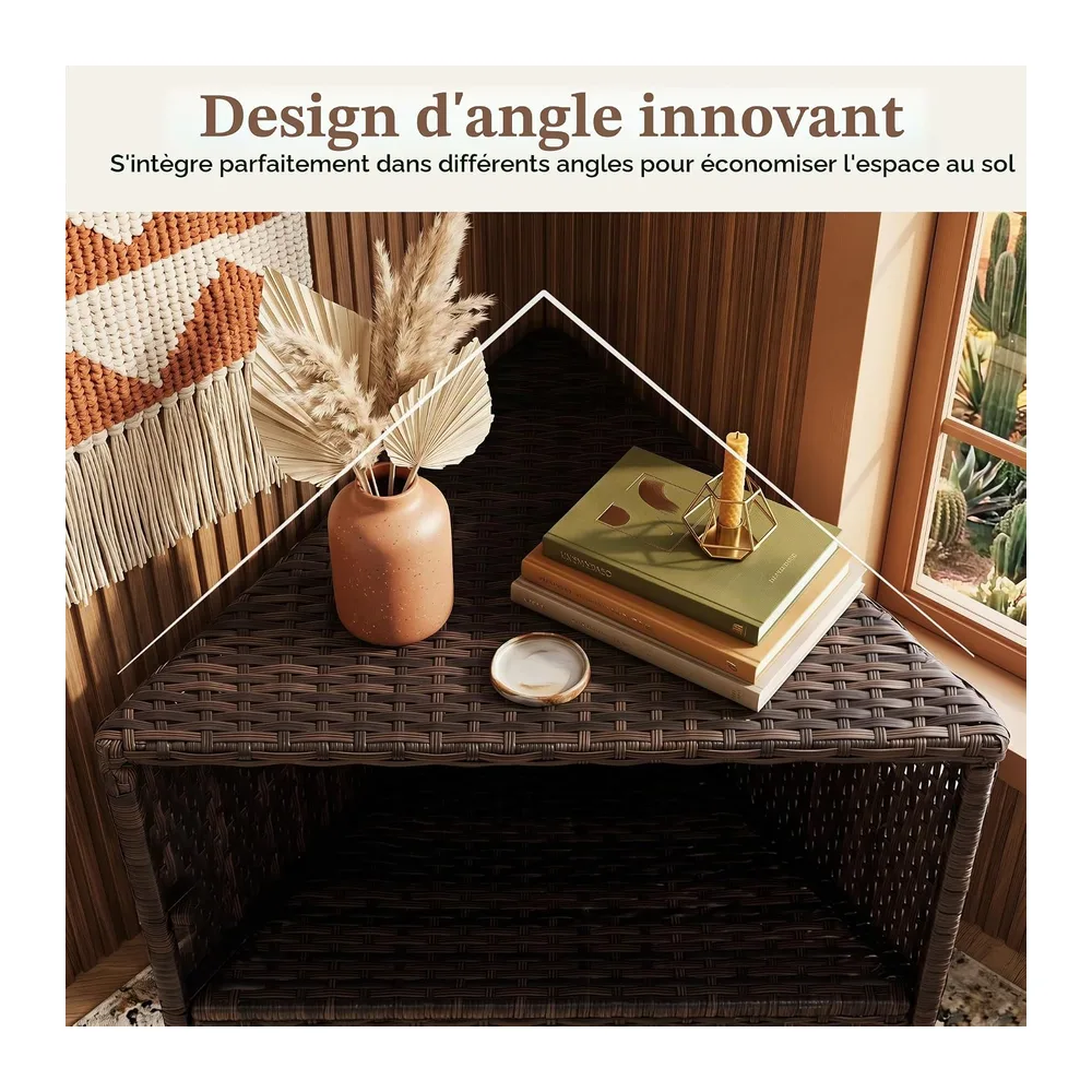 LIFEZEAL Armoire de Jardin en Rotin, Armoire d'angle avec Étagères