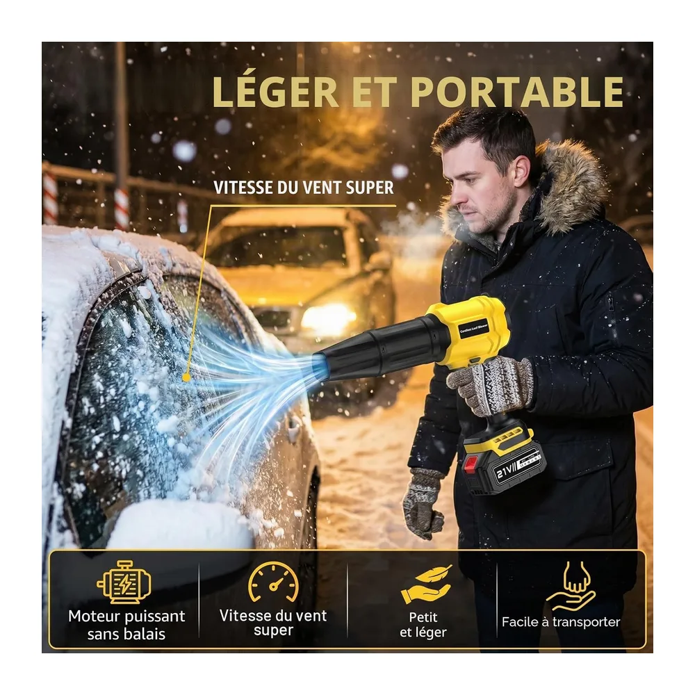 Souffleur Batterie avec 2 Batteries 4,0 Ah, 21V Souffleur de Feuilles sans Fil 65 m/s