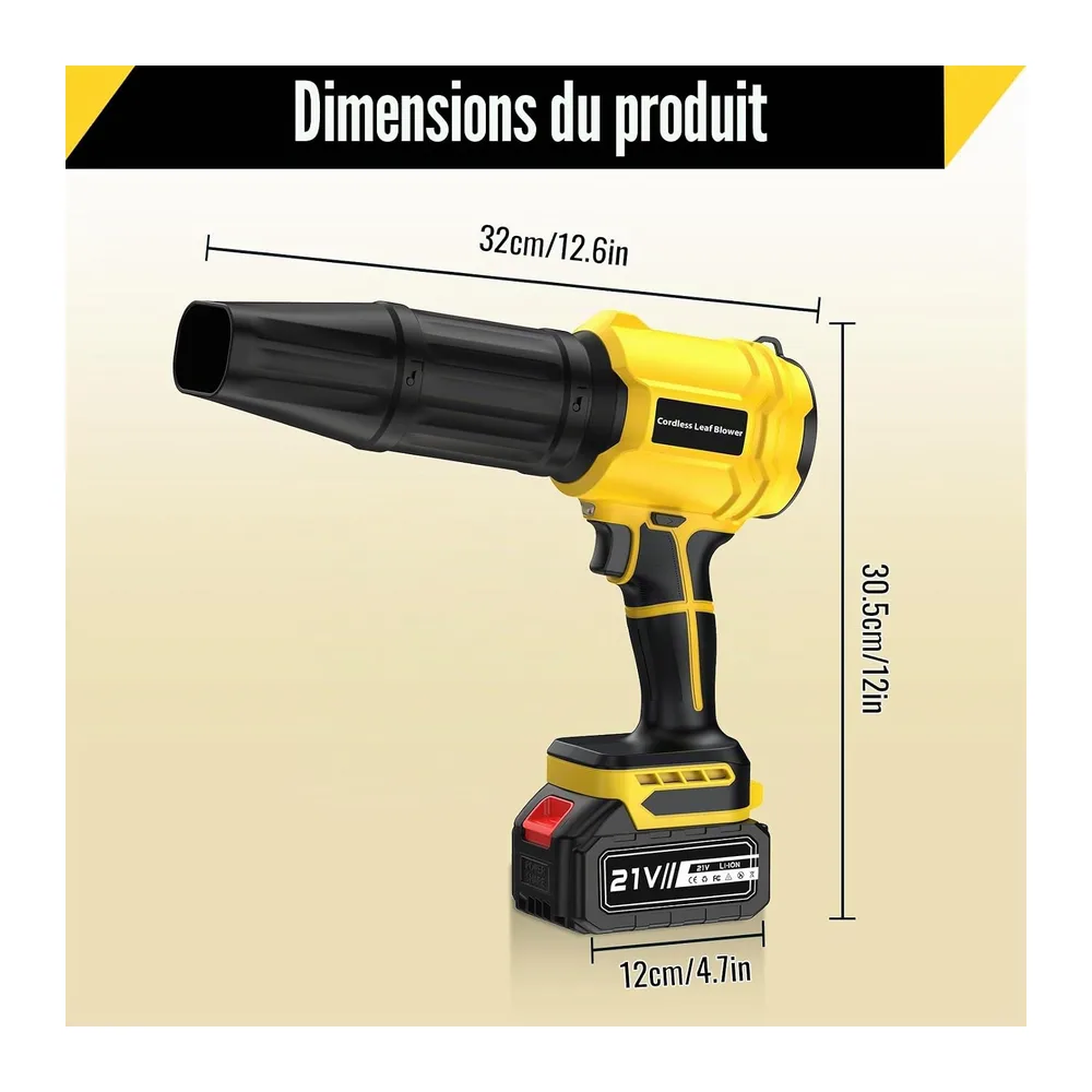 Souffleur Batterie avec 2 Batteries 4,0 Ah, 21V Souffleur de Feuilles sans Fil 65 m/s